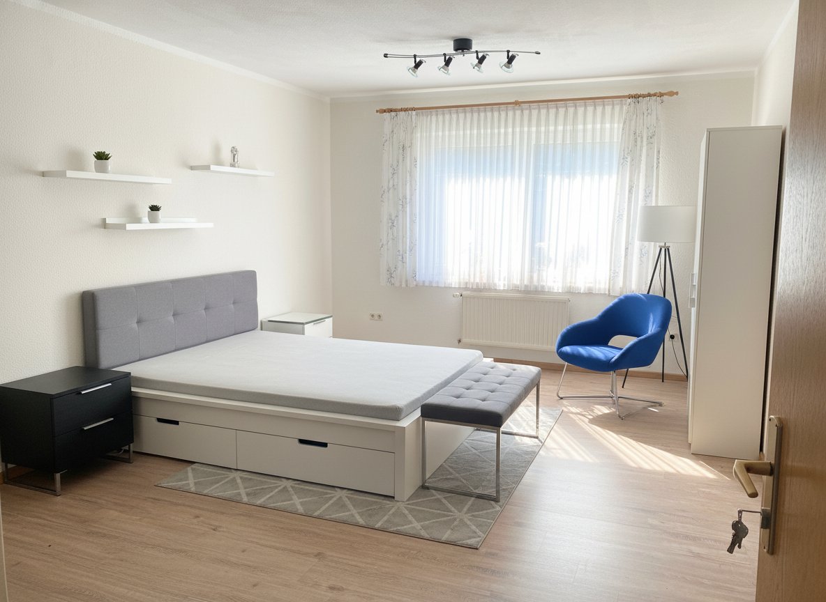 KI Homestaging, Schlafzimmer, z. Zt. als Büro genutzt,